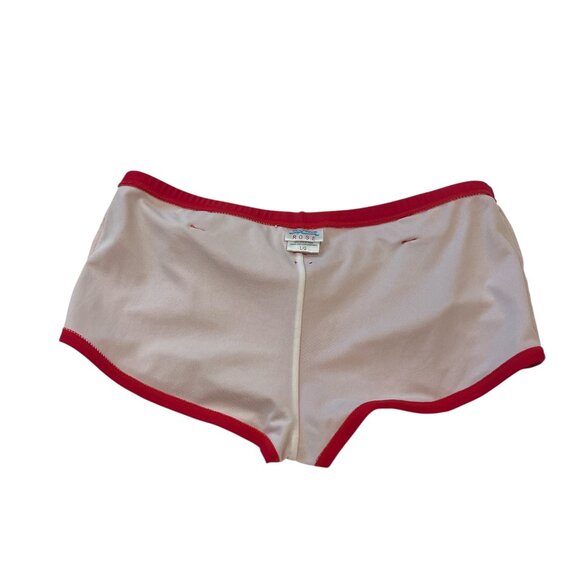 AQUA ROSE Bathing Suit Boy Shorts Bottoms Size Large Red Buckle Detail Belt Loop - Picture 12 of 13